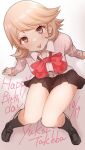  birthday blush brown_eyes brown_hair kurosususu long_sleeves looking_at_viewer persona persona_3 short_hair skirt source_request takeba_yukari thighs tongue tongue_out 