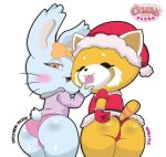  aggressive_retsuko ailurid anthro big_butt butt chinchilla chinchillid christmas christmas_clothing christmas_headwear clothing condom condom_in_mouth costume duo female gosgoz hat headgear headwear holidays looking_at_viewer looking_back mammal manaka_(aggretsuko) panties presenting presenting_hindquarters red_panda retsuko rodent sanrio santa_costume santa_hat sexual_barrier_device simple_background thick_thighs underwear white_background 