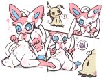 absurd_res ambiguous_gender animate_inanimate anthro blue_sclera bow_(feature) bow_ribbon button_(fastener) button_eyes eeveelution fingers generation_1_pokemon generation_6_pokemon generation_7_pokemon hi_res living_plushie mallang mammal mimikyu nintendo pink_body plushie pokemon pokemon_(species) ribbons_(anatomy) seam_(sewing) stitch_(sewing) sylveon white_body