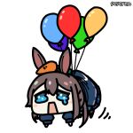  1girl amiya_(arknights) animal_ears animated animated_gif arknights artist_name balloon blue_eyes blush_stickers brown_hair carrot chinese_commentary commentary_request hair_between_eyes long_hair looping_animation lowres open_mouth rabbit_ears rabbit_girl seseren signature solo transparent_background wavy_eyes 