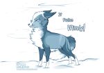all_fours ambiguous_gender black_and_white blue_and_white canid canine feral fluffy fox mammal monochrome rukifox side_view solo wind