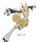 anthro armwear bandai_namco black_sclera blue_eyes breasts bridal_gauntlets clothing digimon digimon_(species) dipstick_ears featureless_breasts female fur hi_res looking_at_viewer magiace multicolored_ears renamon simple_background solo white_background white_body white_fur yellow_body yellow_fur