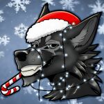 animated anthro canid canine canis christmas domestic_dog holidays icon male mammal newyear portrait solo wolf zhekathewolf ztw2023 ztw2024
