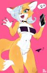 2024 4_fingers absurd_res anthro aruurara blush bottomless breasts canid canine cellphone choker clothed clothing crotch_tuft cute_fangs electronics eyebrow_through_hair eyebrows female fingers fox fur green_eyes hair hi_res inner_ear_fluff jewelry kemono liina_(aruurara) mammal multicolored_body multicolored_fur navel necklace one_eye_obstructed open_mouth orange_body orange_fur pawpads phone selfie shush signature smartphone solo speech_bubble swimwear tail translucent translucent_hair tuft white_body white_fur white_hair