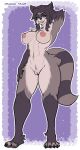 abs absurd_res anthro athletic breasts drawing_trans female genitals hi_res mammal paws presenting procyonid pubes pussy raccoon solo tail zoe_willetts_(lewdpetrarca)