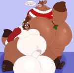  anthro balls belly big_balls big_belly big_butt brown_body brown_fur bubble_butt butt canid canine christmas duo english_text fur genitals hi_res holidays huge_balls huge_butt hyper hyper_balls hyper_belly hyper_butt hyper_genitalia male male/male mammal megacoolbear_(artist) mistletoe moobs obese obese_anthro obese_male overweight overweight_anthro overweight_male penis plant raccoon_dog speech_bubble tanuki text 