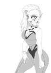 2017 alien alien_humanoid bracelet breasts cleavage clothed clothing disney dsolte eyebrows female freckles greyscale hair hi_res humanoid humanoid_pointy_ears jewelry long_hair looking_at_viewer lord_dominator monochrome noseless not_furry portrait simple_background small_waist solo standing thick_thighs three-quarter_portrait wander_over_yonder white_background wide_hips