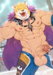 abs animal_mask anubiskruger balls big_muscles bodily_fluids erection felid fighting_ring genital_fluids genitals human jaguar king_(tekken) male mammal mask muscular muscular_male open_mouth pantherine pecs penis precum solo sweat tekken vein veiny_penis wrestler