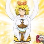  2022 2girls anger_vein animal_ears animal_print bishamonten&#039;s_pagoda black_hair blonde_hair breasts dress happy_new_year long_sleeves medium_breasts mouse_ears multicolored_hair multiple_girls nazrin new_year o-ring pagoda red_dress shawl shirosato short_hair slit_pupils streaked_hair tiger tiger_ears tiger_print toramaru_shou touhou two-tone_hair wardrobe_error wide_sleeves yellow_eyes 