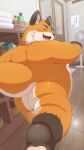 2024 absurd_res anthro blush butt canid canine detailed_background eyes_closed fox hi_res inside iyo_(tamacolle) kemono male mammal overweight overweight_male solo tamacolle tetillust