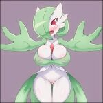 2022 big_breasts blush breasts digital_media_(artwork) eyelashes female gardevoir generation_3_pokemon genitals hi_res humanoid masked-agent nintendo nipple_outline open_mouth pokemon pokemon_(species) pussy reaching_towards_viewer red_eyes solo wide_hips