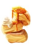  butter food food_focus kaneko_ryou maple_syrup no_humans original pastry simple_background souffle_(food) still_life whipped_cream white_background 