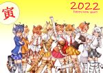  +++ 6+girls =3 ? ^^^ ^_^ absurdres animal_ears animal_print annoyed arm_around_waist arm_at_side arm_up bangs black_hair blonde_hair blouse blue_eyes blue_hair blush bow bowtie bracelet breast_pocket breasts breasts_on_shoulders byakko_(kemono_friends) cat_girl chinese_zodiac closed_eyes closed_mouth collared_shirt corset couple crossed_arms elbow_gloves embarrassed empty_eyes extra_ears eyebrows_visible_through_hair fangs finger_to_mouth frilled_skirt frills from_behind garter_straps gloves golden_tabby_tiger_(kemono_friends) grey_hair hair_between_eyes hair_bow hakumaiya hand_on_another&#039;s_back hand_up happy_new_year height_difference heterochromia highres huge_breasts intertwined_tails jacket jewelry kemono_friends large_breasts laughing leaning_forward long_hair long_sleeves looking_at_another low-tied_long_hair maltese_tiger_(kemono_friends) medium_breasts miniskirt multicolored_hair multiple_girls necktie new_year nose_blush open_mouth orange_hair plaid plaid_necktie plaid_neckwear plaid_skirt plaid_sleeves plaid_trim pleated_skirt pocket print_gloves print_skirt puffy_short_sleeves puffy_sleeves red_eyes saber_(weapon) scabbard sheath sheathed shirt short_sleeves siberian_tiger_(kemono_friends) sidelocks skirt sleeveless sleeveless_shirt smile smilodon_(kemono_friends) south_china_tiger_(kemono_friends) stren sumatran_tiger_(kemono_friends) sword tail tail_ornament tail_ring tail_wrap thighhighs thighlet tiger_(kemono_friends) tiger_ears tiger_girl tiger_print tiger_tail v-shaped_eyebrows v_arms walking weapon white_hair white_tiger_(kemono_friends) white_tiger_print wing_collar year_of_the_tiger yellow_eyes yuri zettai_ryouiki 