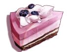  blueberry cake cake_slice food food_focus fruit highres kaneko_ryou no_humans original simple_background still_life white_background 