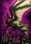 aceo ambiguous_gender black_background black_body black_scales dragon feral green_body green_membrane green_scales kailavmp low_res membrane_(anatomy) mountain purple_background purple_body purple_scales rock scales selianth simple_background solo toxic