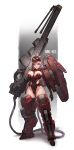  absurdres breasts cleavage gun highres huge_weapon ksb_(qwop03) large_breasts leotard mecha mecha_musume mechanical_legs mechanical_parts mechanical_wings original pink_eyes pink_hair rifle robot weapon wings 