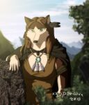 2018 anthro artist_name breasts brown_body brown_fur brown_hair canid canine canis clothed clothing digital_media_(artwork) domestic_dog european_mythology female forest freya freya_(xxsparcoxx) fur hair hi_res jewelry mammal multicolored_body multicolored_fur mythology necklace norse_mythology plant solo tree two_tone_body two_tone_fur xxsparcoxx