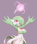 2022 absurd_res big_breasts breasts digital_media_(artwork) eyelashes female gardevoir generation_3_pokemon genitals hi_res humanoid masked-agent nintendo nipple_outline open_mouth pokemon pokemon_(species) pussy reaching_up red_eyes solo