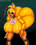 &lt;3 animal_humanoid animatronic anthro avian big_breasts bird blush breasts butt chica_(fnaf) chicken clothing digital_media_(artwork) feathers female five_nights_at_freddy&#039;s five_nights_at_freddy&#039;s_2 galliform gallus_(genus) hair hi_res huge_breasts humanoid looking_at_viewer machine phasianid robot scottgames solo text thick_thighs toy_chica_(fnaf) usamari_atari