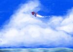  blue_sky cloud commentary_request day fire flying hocotate_freight_steam_ship landscape no_humans ocean outdoors pikmin_(series) sky smoke spacecraft usuba_(hatomugip) 