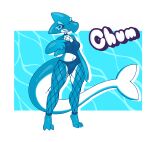 2024 anthro choker chum_(screwroot) clothing digital_media_(artwork) eyelashes female fish fishnet gummy_creature gummy_shark hi_res jewelry marine necklace screwroot shark sharkini solo swimwear tiptoes water