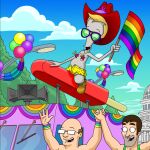 alien alien_humanoid american_dad clothing cloud cloudy_sky eyewear glasses happy hat headgear headwear human humanoid lgbt_pride male mammal official_art open_mouth plant pride_colors rainbow_flag rainbow_pride_colors rainbow_pride_flag rainbow_symbol roger_smith roswell_grey sky sunglasses tree unknown_artist