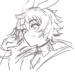  1boy aldreichd animal_ears arknights bishounen eyebrows_visible_through_hair fingerless_gloves gloves leonhardt_(arknights) male_focus rabbit_boy rabbit_ears short_hair sketch 