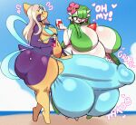 2023 angstrom beach big_breasts big_bulge big_butt bikini bikini_bulge black_eyes blue_bikini blue_clothing blue_swimwear blush blush_lines breasts bulge butt clothing cloud container cresselia cup dialogue digital_media_(artwork) drinking_glass duo english_text exclamation_point eyelashes female flower gardevoir generation_3_pokemon generation_4_pokemon genitals glass glass_container glass_cup green_body green_hair grope hair half-closed_eyes heart_symbol hi_res holding_glass holding_object huge_breasts huge_bulge huge_butt humanoid hyper hyper_bulge legendary_pokemon male male/female narrowed_eyes navel nintendo not_furry open_mouth penis plant pokemon pokemon_(species) purple_body red_eyes rubbing_penis sand sea shiny_pokemon sky swimwear tail teeth text throbbing_penis tongue water white_body white_hair wine_glass yellow_body