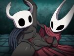 animated anthro arthropod black_body clothed clothing duo female hollow_knight hornet_(hollow_knight) incest_(lore) kyde larger_female male male/female sex size_difference smaller_male team_cherry the_knight_(hollow_knight) underwear vaginal