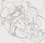  1girl 3yo4yo5yo ahoge akane_(3yo4yo5yo) animal_ears animal_hands cat_ears cat_girl cat_paws cat_tail furry greyscale highres long_hair monochrome original panties pawpads pointy_breasts sketch spread_legs steam steaming_body sweat tail underwear white_background 