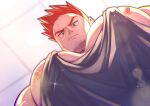  1boy absurdres bara boku_no_hero_academia endeavor_(boku_no_hero_academia) foreshortening glint highres large_pectorals looking_at_viewer looking_down male_focus mature_male meme muscular muscular_male nipple_slip nipples osu_(osumankokuou) pectoral_cleavage pectoral_focus pectorals photo-referenced short_hair sidepec solo sparkling_sweat spiked_hair sweat tank_top thick_eyebrows upper_body water_drop yur_oc_like_this_(meme) 