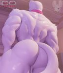 3d_(artwork) absurd_res anthro anxiboi back_muscles big_butt blender_(software) blender_eevee butt cat_tail collar digital_media_(artwork) domestic_cat epic_games felid feline felis fortnite fur hi_res male mammal meowscles_(ghost) muscular pink_collar rear_view solo solo_focus thick_thighs watermark wet white_body white_fur yamwamm