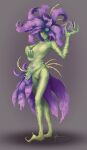 2019 absurd_res breasts caymartworks curvy_figure elemental_creature elemental_humanoid featureless_breasts female female_humanoid flora_fauna flower flower_(anatomy) flower_hair front_view full-length_portrait green_eyes grey_background hi_res hourglass_figure humanoid long_fingers not_furry one_eye_obstructed plant plant_hair plant_humanoid portrait pose pseudo_clothing pseudo_hair purple_flower segmented_arms segmented_legs simple_background solo standing thigh_gap