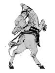  1boy animal boots chengongzi123 coat full_body golden_kamuy highres holding holding_reins horse horseback_riding koito_otonoshin long_sleeves looking_at_viewer looking_back male_focus military_uniform pants reins riding short_hair simple_background sitting sword uniform very_short_hair weapon white_background 