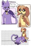 anthro begging canid canine canis catnap_(poppy_playtime) dialogue dogday_(poppy_playtime) domestic_cat domestic_dog duo felid feline felis fluffy hi_res humor interspecies long_tail male male/male mammal meme mostly_nude parody poppy_playtime redraw smiling_critters sscieve tail
