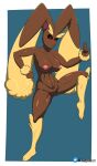 absurd_res anthro breasts brown_body female generation_4_pokemon genitals hi_res lagomorph lopunny mammal nintendo nipples pink_nipples pokemon pokemon_(species) r3ptart raised_leg simple_background solo