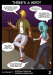 anthro bucked buckwheat_(character) clothed clothing comic cory_(bucked) duo equid equine felid feline flirting girly horse invalid_tag male male/male mammal size_difference