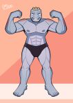 clothed clothing digital_media_(artwork) flexing generation_1_pokemon hi_res humanoid machoke male muscular muscular_humanoid muscular_male nintendo pokemon pokemon_(species) simple_background smile smirk solo torito_moo