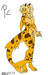  2022 5_fingers ania_leopardshark_(pk) anthro big_breasts blue_eyes breasts brown_spots butt digital_drawing_(artwork) digital_media_(artwork) eyebrows female fingers fish ground_shark hair leopard_shark leopard_spots looking_at_viewer marine non-mammal_breasts not_furry nude pk_artist shark signature simple_background smile solo spots spotted_body teeth triakid white_background yellow_body yelow_hair 