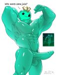 absurd_res anthro crown crown_only cxcxxcxxxx epic_games erection flexing_muscles fortnite genitals goo_creature goo_humanoid headgear hi_res humanoid male moobs muscular muscular_male pecs penis poseidon_(fortnite) smile solo