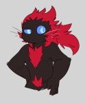 anthro blood_moon blood_moon_kennen blue_eyes dark_body dark_fur demon fur kennen_(lol) league_of_legends male mousesix red_body red_fur riot_games solo