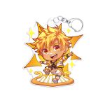 1boy absurdres bandaid bandaid_on_face bandaid_on_nose blonde_hair character_charm charm_(object) chibi full_body highres hood hoodie jock_studio_(blits_games) leo_mendez_(jock_studio) long_sleeves looking_at_viewer male_focus merchandise mikkoukun multicolored_clothes multicolored_footwear multicolored_hoodie open_mouth orange_eyes short_hair shorts smile solo sparkle sun_symbol teeth transparent_background white_footwear white_hoodie white_shorts yellow_footwear yellow_hoodie 