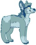 2017 accessory alpha_channel ambiguous_gender black_claws blue_body blue_fur blue_headband blue_nose blue_outline canid canine canis claws digital_drawing_(artwork) digital_media_(artwork) digitigrade domestic_dog eyebrows feral full-length_portrait fur green_eyes grey_body grey_fur grey_inner_ear grey_inner_ear_fluff head_tuft headband inner_ear_fluff jaspering mammal outline paws portrait side_view simple_background smile snout solo standing tailless teeth transparent_background tuft whisker_spots