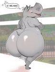 2024 anthro big_butt butt common_hippopotamus dialogue dreamworks eyelashes female flirting gloria_the_hippopotamus heart_symbol hi_res hippopotamid looking_at_viewer luichemax madagascar_(series) mammal nude open_mouth overweight overweight_anthro overweight_female rear_view signature slightly_chubby slightly_chubby_anthro slightly_chubby_female smile smiling_at_viewer solo speech_bubble standing talking_to_viewer teeth text tongue