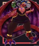5_heads absurd_res big_breasts breasts chest_crystal clothing dragon dress female female_focus gemstones hi_res jewelry multi_head mythological_creature mythological_scalie mythology red_body reygunpocket_(artist) scalie tail thick_thighs tiamat tiamat_(dnd) wings yellow_eyes