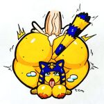 1:1 ahegao ambiguous_penetration animal_crossing ankha_(animal_crossing) anthro areola ass_up big_butt big_penis black_eyes blue_body blue_fur blue_hair bodily_fluids bottom_heavy breasts butt cum cum_inside disembodied_penis domestic_cat egyptian_headdress ejaculation eyelashes felid feline felis female fur genital_fluids genitals hair heart_eyes heart_symbol hi_res huge_butt huge_penis looking_pleasured male male/female mammal markings mr_ctm nintendo nipples nude open_mouth orange_areola orange_nipples penetration penis sex short_hair simple_background solo striped_markings striped_tail stripes sweat sweatdrop tail tail_markings tan_body tan_skin thick_thighs tongue tongue_out vein veiny_penis white_background wide_hips yellow_body yellow_fur