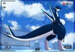 aircraft airplane anthro big_breasts big_butt black_body blue_eyes blue_sky breasts butt camera_view chest_tuft city cloud digital_media_(artwork) digitigrade feathers featureless_crotch female fence fencepost generation_2_pokemon generation_3_pokemon hi_res hybrid latias legendary_pokemon looking_at_viewer looking_back lugia multicolored_body nintendo pokemon pokemon_(species) rooftop sentinelwinder sky solo sonear_(sentinelwinder) tail thick_tail tuft vehicle white_body wings