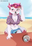 absurd_res anthro beach bikini blush canid canine clothed clothing epic_games female female/female fortnite fortnite:_battle_royale fox fox_spirit hi_res kimiko_five-tails mammal partially_clothed poltergaist10 solo swimwear