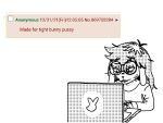  4chan aliasing anonymous_artist anthro buckteeth computer eyewear female femcel_bun floppy_ears glasses hair lagomorph laptop leporid long_hair mammal monochrome rabbit shaggy_hair sitting solo suggestive_dialogue teeth typing whiskers 