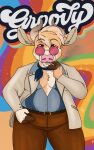  2021 anthony_(goldiescales) anthro belt biped bottomwear bovid bovine brown_bottomwear brown_clothing brown_pants cattle clothed clothing fully_clothed goldiescales hi_res male mammal pants pink_nose shirt smoking solo topwear trans_(lore) trans_man_(lore) 